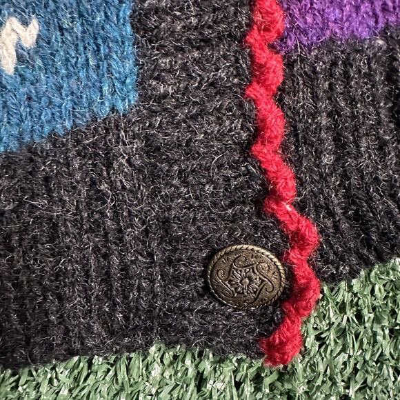 Woolrich Sweater Womens Large Gray Multi Christmas Ugly Cardigan Handknit Bear - Picture 5 of 12